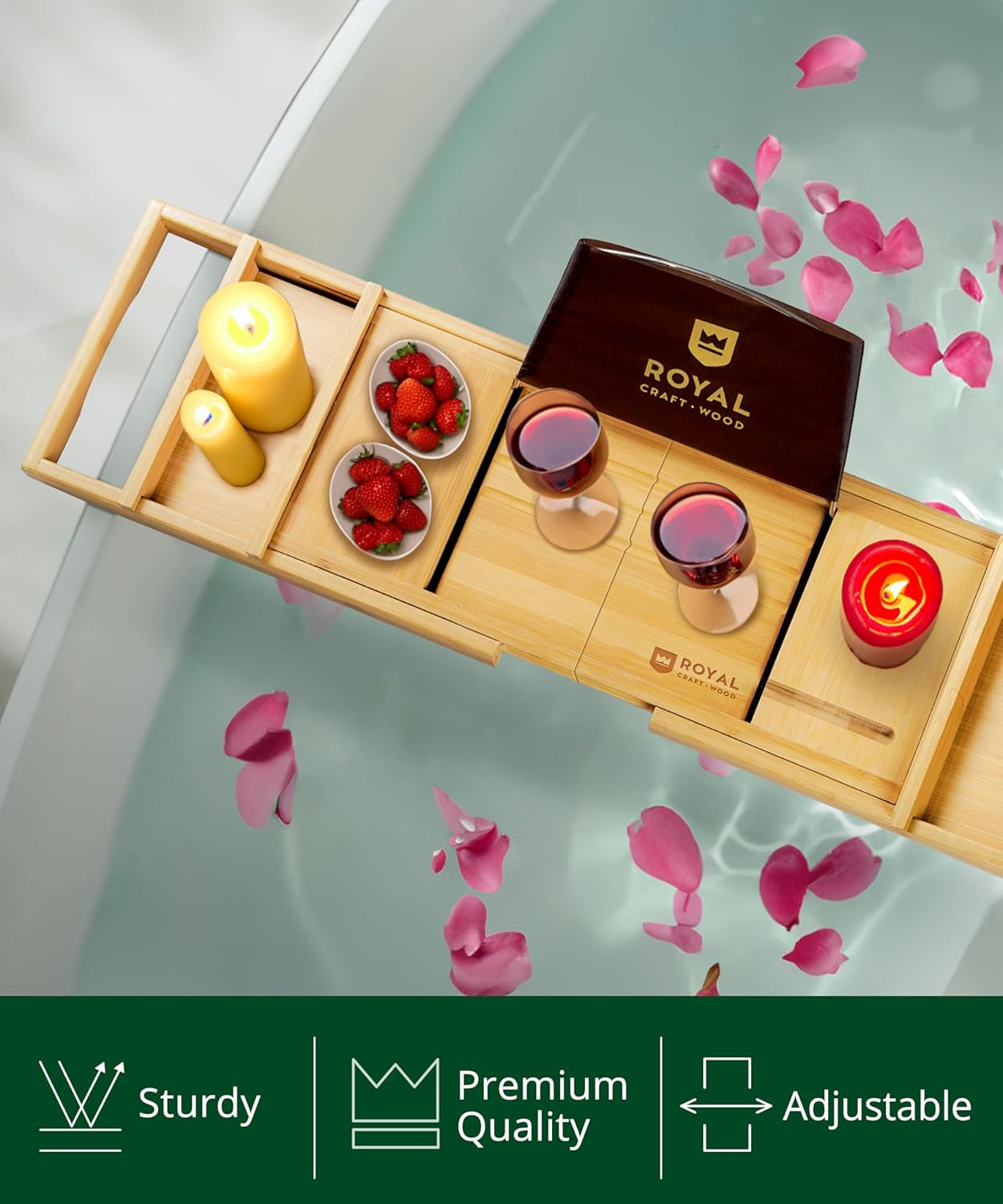 Today 2025 Premium Foldable Bathtub Tray - Wood Bath Tray for Tub, Bamboo Shelf, Expandable Bath Table Trays, Bathtub & Bathroom Accessories for New Home & Birthday Gifts for Mom