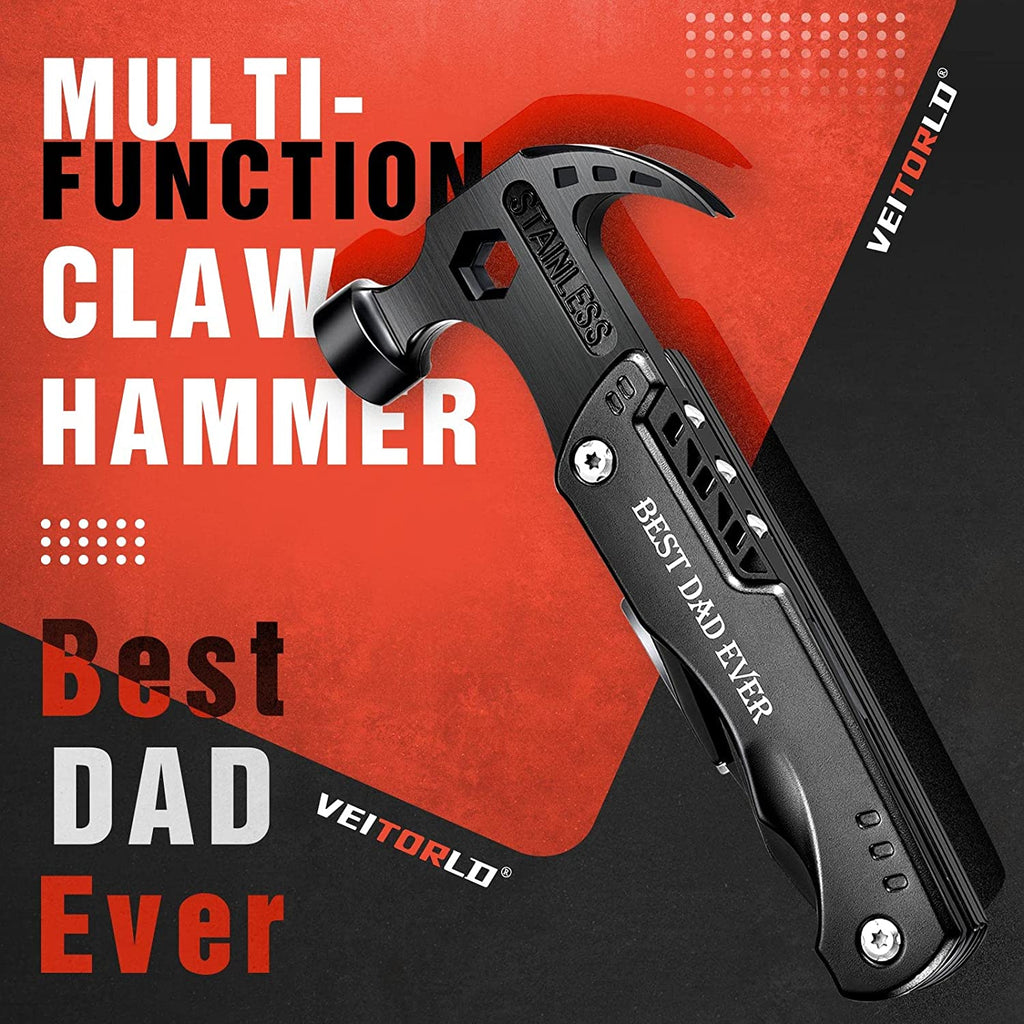 Gifts for Men Dad, Cool Fathers Day Birthday Gifts Ideas for Men Grandpa Papa from Daughter Wife Son, BEST DAD EVER Gift, All in One Survival Tools Hammer Multitool, Camping Hunting Presents