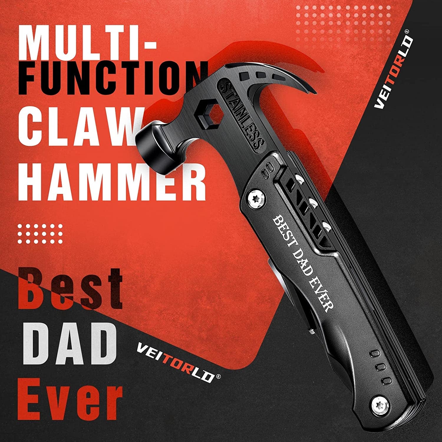 Gifts for Men Dad, Cool Fathers Day Birthday Gifts Ideas for Men Grandpa Papa from Daughter Wife Son, BEST DAD EVER Gift, All in One Survival Tools Hammer Multitool, Camping Hunting Presents