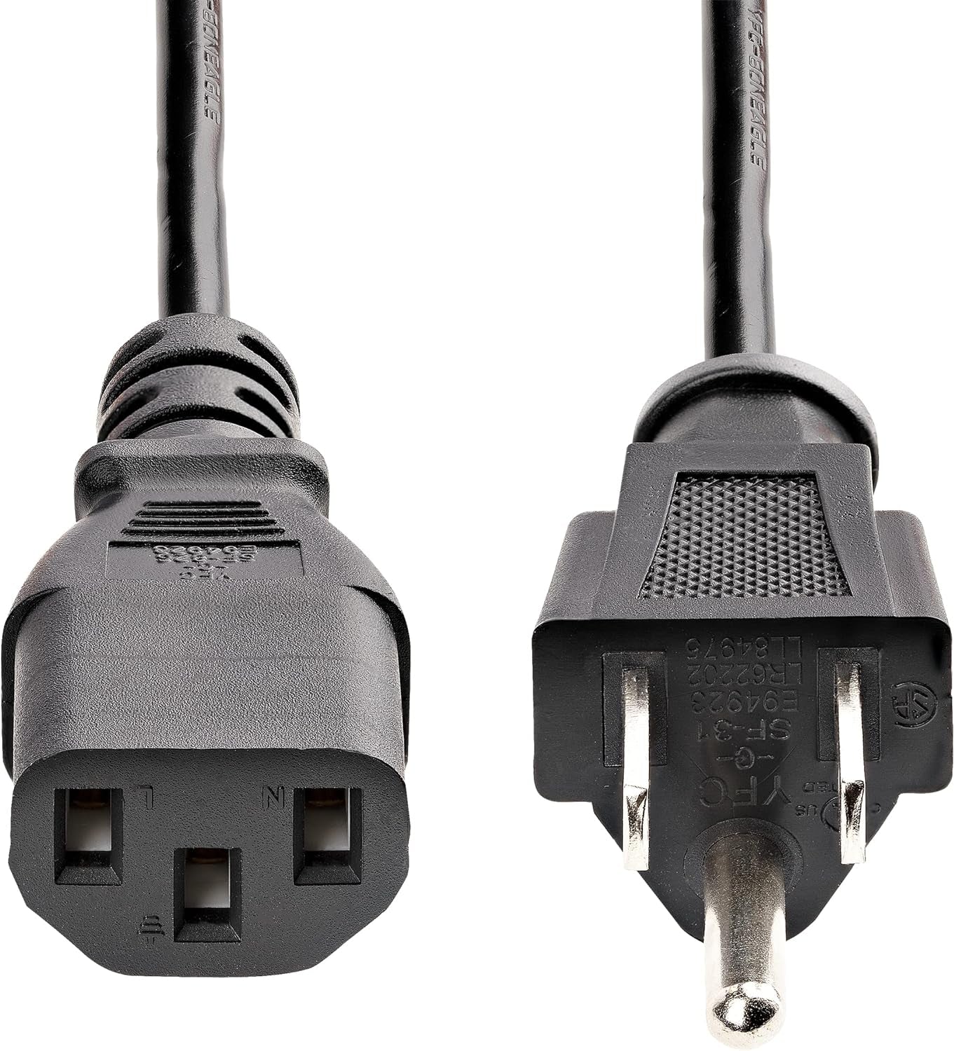 25Ft (7.6M) Computer Power Cord, NEMA 5-15P to C13, 10A 125V, 18AWG, Black Replacement AC Power Cord, Printer Power Cord, PC Power Supply Cable, Monitor Power Cable - UL Listed (PXT10125)