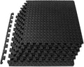 Exercise Puzzle Mat ½-Inch, EVA Interlocking Foam Floor Tiles for Home Gym, Workout Equipment, Kids Play Areas, Black, 24 SQ FT - 6 Tiles