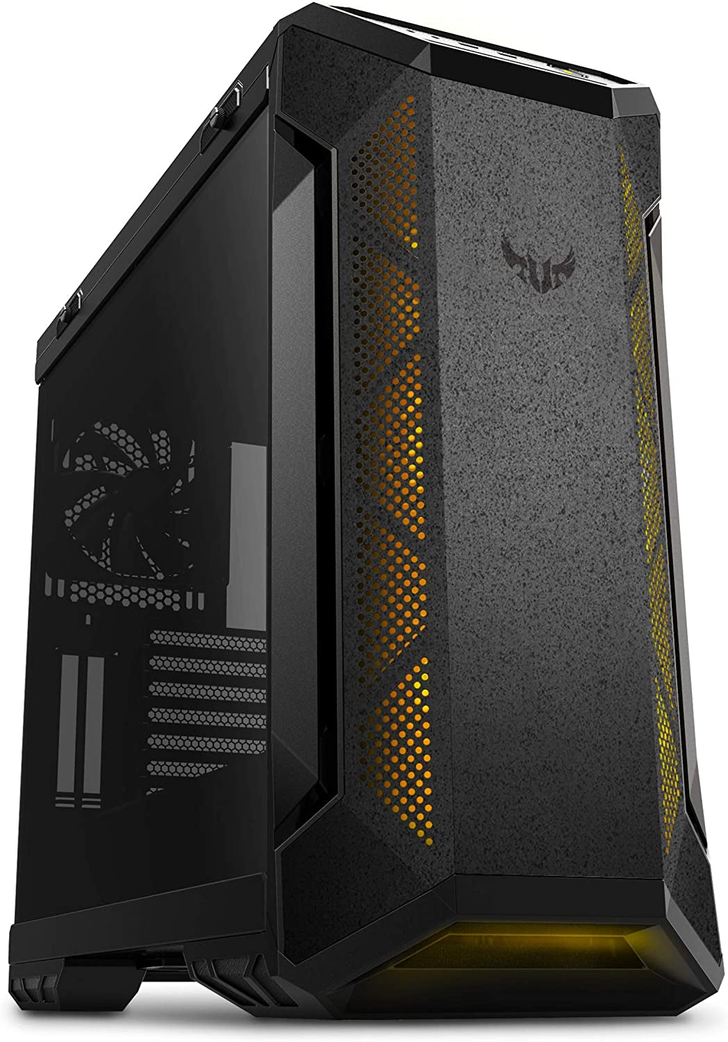 TUF Gaming GT501 Mid-Tower Gaming Case, EATX Support, Pre-Installed 4 Case Fans, USB 3.0 Front Panel, Smoked Tempered Glass, Steel Construction, 2 Year Warranty